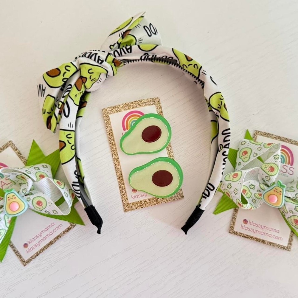 5 PCS LOT KLASS Avocado 🥑 Non Slip Knot Headbands Hair Clips Bows Women's Girls